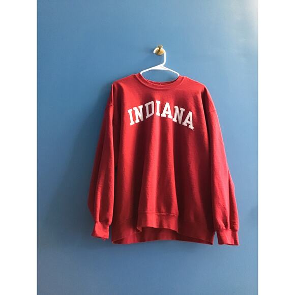 Y2K IU Indiana University Red Crew Neck Pullover Sweatshirt Women's Size XL - Picture 1 of 2